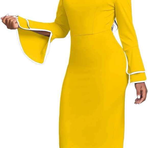 Church Dresses for Women Bell Sleeves Business Wear to Work Cocktail Party Penci - Picture 2 of 3